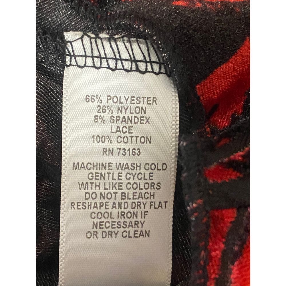 Cupio Women's Burnout Blouse Sz L Velvet Red Black Bell Sleeve Whimsygoth Gypsy - Picture 5 of 6